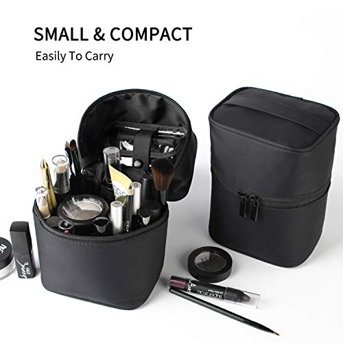 FANDARE Bolsas de Maquillaje Mujeres Bolsa de Cosméticos de Viaje Bolsa de Aseo Neceseres de Viaje Niñas Vacaciones Viajes de Negocios Impermeable Nylon Negro