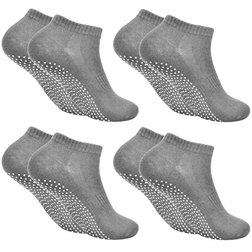 Fangehong 4 Pares Calcetines Antideslizantes para Mujer Hombres Talla EU 40-45, Calcetin de Deporte con Grips para Yoga, Pilates