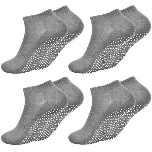 Fangehong 4 Pares Calcetines Antideslizantes para Mujer Hombres Talla EU 40-45, Calcetin de Deporte con Grips para Yoga, Pilates