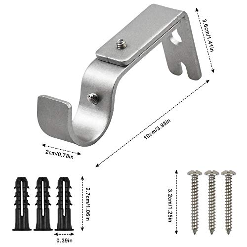 Fangehong 6pcs Soporte Poste de Cortina, Ajustables Soportes Barra Cortina Individuales, Metal Soporte Pared de Barra Cortina Resistente con Tornillos para Barra de Pared Postes Cortina (Negro)