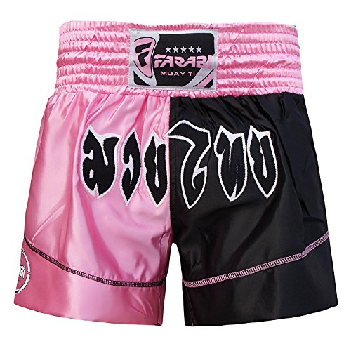 Farabi Sports Pantalones Muay Thai Shorts de boxeo de MMA (XL, Pink/Black)