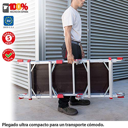 Faraone - Plataforma de Trabajo PLA.T - Plataforma Plegable - 147x53x19cm - Regulable en Altura - Plataforma con Ruedas - Amplio Plano de Trabajo - para Uso Profesional - Ligera y Robusta