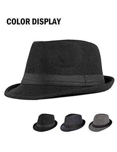 FBBULES Elegante Sombrero de Jazz Sombrero Fieltro Panamá ala Ancha Hat Fedora Sombreros de Sombrerera Vestir Trilby Cap para Viaje Fiesta Boda Compras de Hombres Mujers