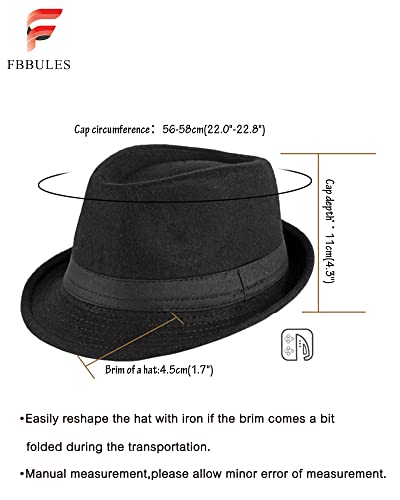 FBBULES Elegante Sombrero de Jazz Sombrero Fieltro Panamá ala Ancha Hat Fedora Sombreros de Sombrerera Vestir Trilby Cap para Viaje Fiesta Boda Compras de Hombres Mujers