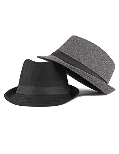 FBBULES Elegante Sombrero de Jazz Sombrero Fieltro Panamá ala Ancha Hat Fedora Sombreros de Sombrerera Vestir Trilby Cap para Viaje Fiesta Boda Compras de Hombres Mujers