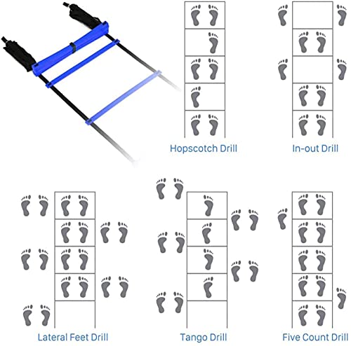 FBSPORT Escalera Entrenamiento para Velocidad, 6 Metros 12 Escalones Escalera de Agilidad, Fútbol Coordinacion para Niños Adultos, con Bolsa