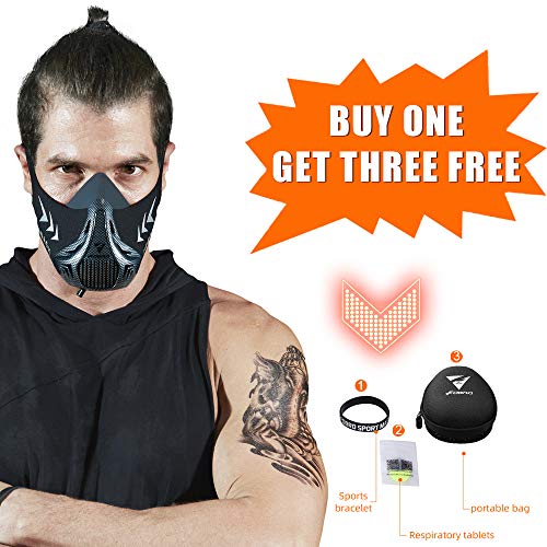 FDBRO Máscaras máscaras de Deportes, Estilo Negro, máscara;scara para Entrenamiento y acondicionamiento de Gran altitud, máscara scara Deportiva 2.0 (Fibra de Carbono, Medium(70kg-100kg))