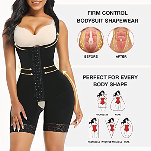 FeelinGirl Mujer Faja Reductora Chaleco sin Costura Corsé Bustier Ajustable Tirantes Faja Aabdominal Negro S/Talla 34