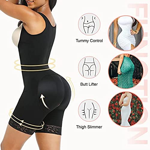 FeelinGirl Mujer Faja Reductora Chaleco sin Costura Corsé Bustier Ajustable Tirantes Faja Aabdominal Negro S/Talla 34