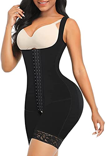 FeelinGirl Mujer Faja Reductora Chaleco sin Costura Corsé Bustier Ajustable Tirantes Faja Aabdominal Negro S/Talla 34