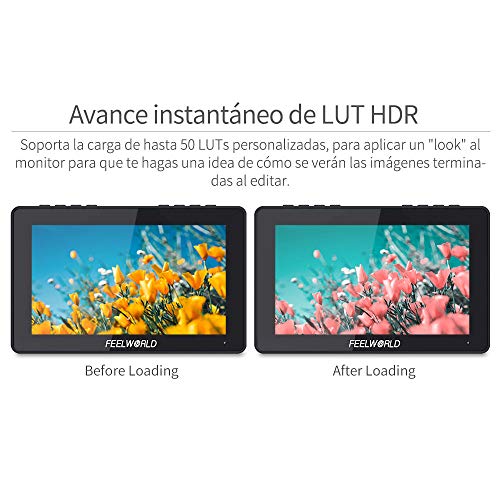 Feelworld LUT7 PRO 7 Pulgadas 2200nits 3D LUT Pantalla Táctil DSLR Cámara Director de Campo Monitor de CA con Forma de Onda F970 Kit de Instalación y Alimentación Externa 4K HDMI Entrada 1920X1200 IPS