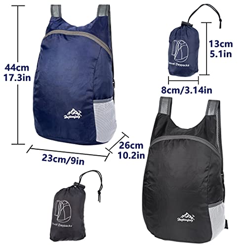 Feibmir 2 mochilas ultra ligeras plegables, resistentes al agua, mochilas, mochilas plegables para hombres, mujeres, niños, viajes, camping, escalada, ciclismo, caminata