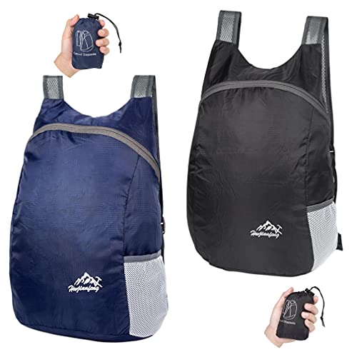 Feibmir 2 mochilas ultra ligeras plegables, resistentes al agua, mochilas, mochilas plegables para hombres, mujeres, niños, viajes, camping, escalada, ciclismo, caminata