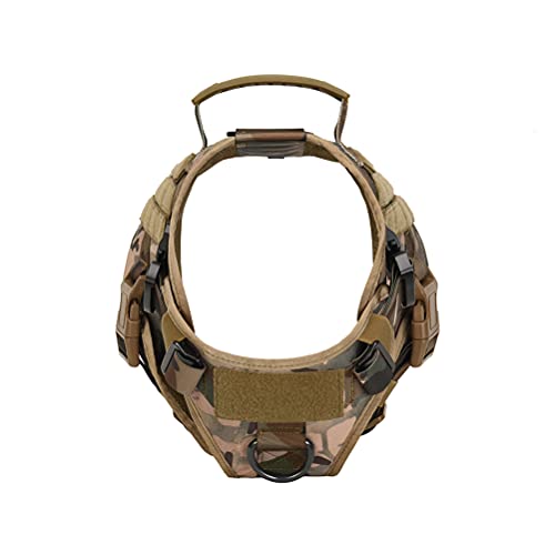 FEimaX Arnés Perro Grande Mediano Militar Chaleco de Entrenamiento Ajustable para Perros con Anillo de aleación anti-tirón y Sistema Molle Chaleco de Trabajo de Perro para Caminar Cazar (Camuflaje, L)