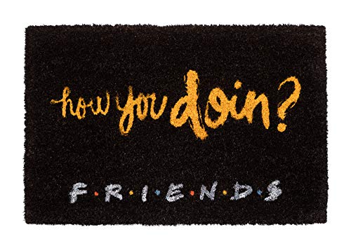 Felpudo Friends - Felpudo entrada casa antideslizante 40 x 60 cm - Alfombra entrada casa exterior How you doin?, Fabricado en fibra de coco - Productos con licencia oficial