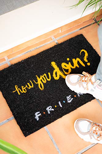 Felpudo Friends - Felpudo entrada casa antideslizante 40 x 60 cm - Alfombra entrada casa exterior How you doin?, Fabricado en fibra de coco - Productos con licencia oficial