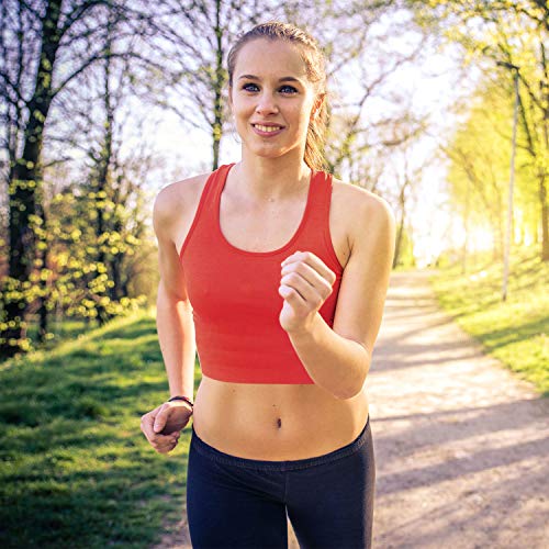 FEPITO 6 Piezas Camisetas Cortas básicas para Mujer, Camisetas Deportivas de algodón, Camisetas sin Mangas con Espalda Cruzada, Camisetas de Entrenamiento, Camisetas Cortas para Mujer