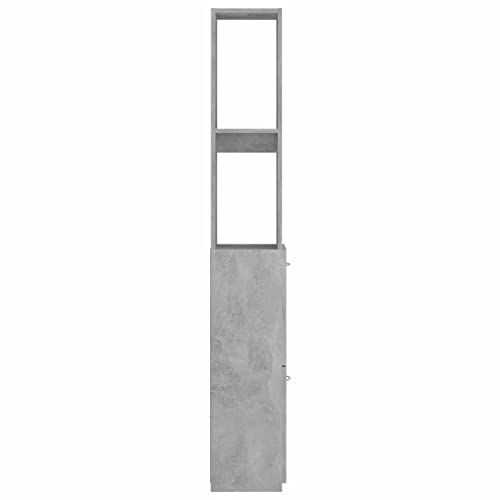 Festnjght Armario Alto para Baño Mueble Auxiliar de Baño de Estilo Moderno con 2 cajones y 2 Estantes 25x25x170 Gris hormigón