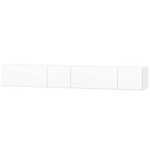 Festnjght Mueble TV Flotante/Mesa TV/Mueble para Salón/Mueble TV Suspendido 240 x 40 x 34 cm Blanco con Brillo