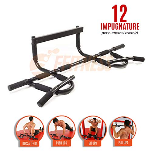 FFitnes FFitness Iron Gym Barra para dominadas, Unisex Adulto, Negro y Gris, Talla única