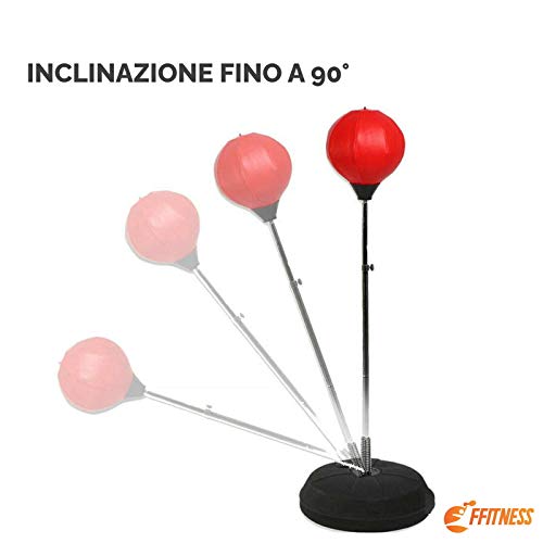 FFitness Bola de Boxeo Infantil con Base rellenable y Barra Ajustable | Saco de Boxeo para Entrenamiento de Boxeo, Rojo