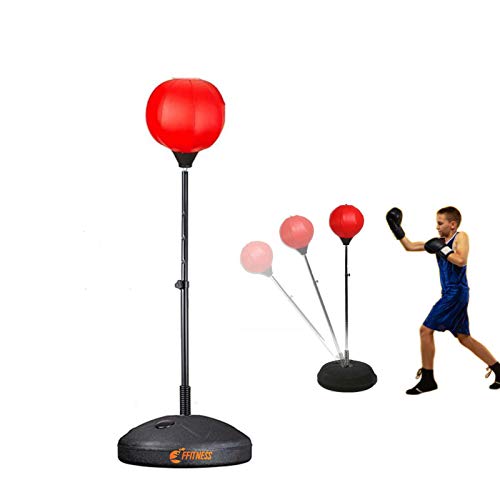 FFitness Bola de Boxeo Infantil con Base rellenable y Barra Ajustable | Saco de Boxeo para Entrenamiento de Boxeo, Rojo