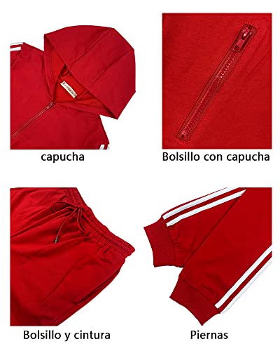 FGFD&OU Sudaderas Mujer Pantalones + Tops Conjunto de Chándal de Mujer Camisas Fitness Manga Larga Casual Jersey Chaqueta Hoodie&Pantalones (Rojo-1, XL)