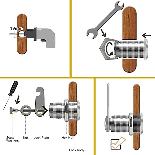 Fhuadz Cerradura para BuzóN, 6 Pcs Cerradura de Leva, Cerradura de Puerta de Armario, Cerradura de Taquilla de Seguridad para BuzóN, Archivo, Armario, Oficina, Escritorio de Ordenador(16/20/25MM)