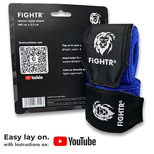 FIGHTR® Premium Vendas de Boxeo máxima Estabilidad y Seguridad | 4m Cinta de Boxeo Medio elásticos con Lazo para el Pulgar para Boxeo, MMA, Mauy Thai - Box Bandage Sport