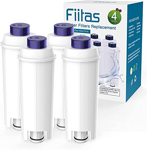 Fiitas Filtros de máquina de café para Filtro DLSC002, Cartuchos de Filtro de Agua, suavizador de carbón Activado, Compatible con ECAM, Esam, Etam, BCO, EC (4 Paquetes)