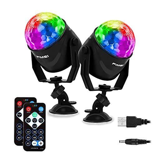 FIMEI Luces Discoteca 2 PCS, Bola Discoteca con 2M Cable USB, Activadas por Sonido con Control Remoto Bola de Discoteca 7 Colores RGB para KTV Navidad Fiesta Boda Discoteca DJ