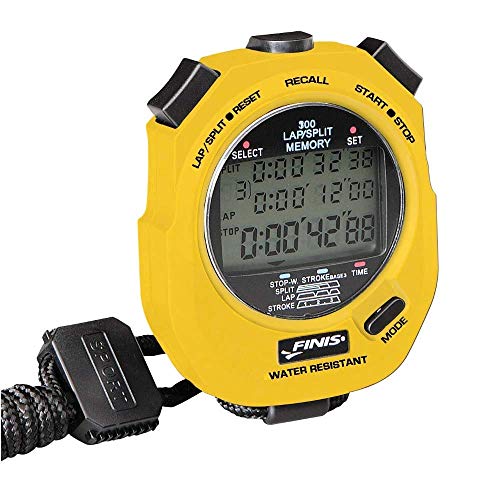 FINIS Stopwatch 3X 300m Cronómetro para natación (300 entradas de Memoria), Unisex, Amarillo, Talla única