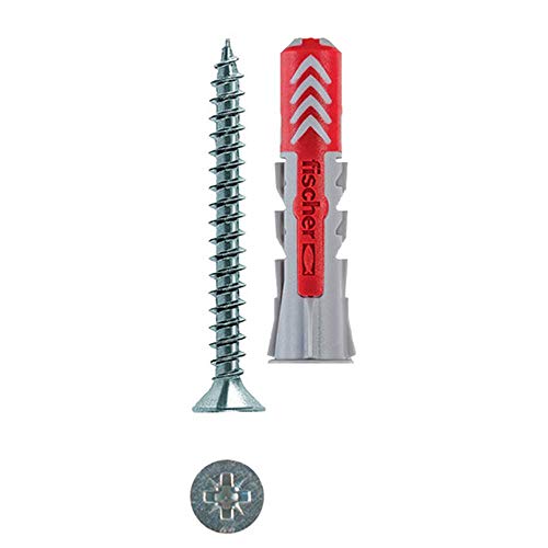 Fischer 50 tacos Izar con Tornillo, 8 x 40 mm, para pared Pleno, Ladrillo perforado, Cartón yeso, 537647 