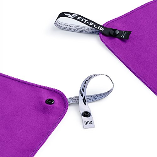 Fit-Flip Toalla Microfibra – en 11 Colores, 8 tamaños – compacta, Ultraligera y de Secado rápido – Toallas para Gimnasio – Toalla Gym, Toalla Viaje y Toalla Piscina (90x180cm Violeta + Bolsa)