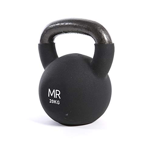 FitAndFun Rebecca Mobili Kettlebell Ghiria, Revestimiento de Neopreno Negro y Hierro Fundido, para Músculos, Brazos Abdominales, Piernas, Gimnasio en Casa 20 kg - Art. SP5035