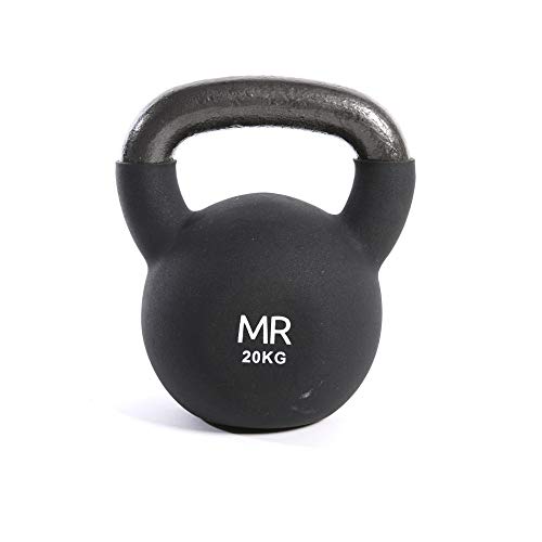 FitAndFun Rebecca Mobili Kettlebell Ghiria, Revestimiento de Neopreno Negro y Hierro Fundido, para Músculos, Brazos Abdominales, Piernas, Gimnasio en Casa 20 kg - Art. SP5035