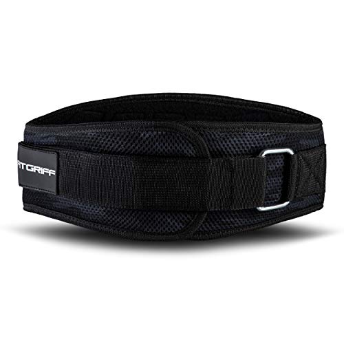 Fitgriff® Cinturón Gym V1 - Cinturon Gimnasio, Musculación, Halterofilia, Crossfit, Levantamiento Pesas, Fitness - Mujeres y Hombres (Camuflaje Negro, Talla XL)