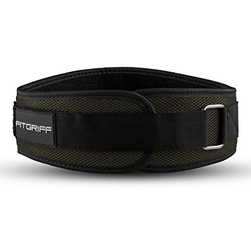 Fitgriff® Cinturón Gym V1 - Cinturon Gimnasio, Musculación, Halterofilia, Crossfit, Levantamiento Pesas, Fitness - Mujeres y Hombres - Green X-Large