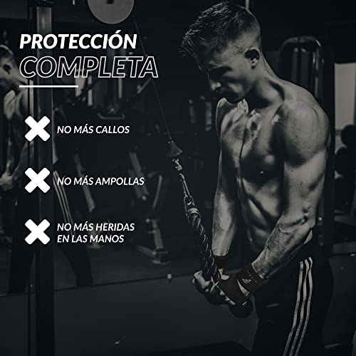 Fithil - Guantes de Crossfit para Gimnasio con Muñequera para Mujer y Hombre - Calleras sin Dedos para Musculacion en Gym y Calistenia - Dominadas en Barra, Pesas, Mancuernas, Kettlebell (XL)