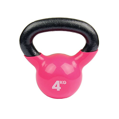 Fitness Mad Kettlebell - Pesa rusa de ejercicio y fitness, color rosa, peso 4 kg