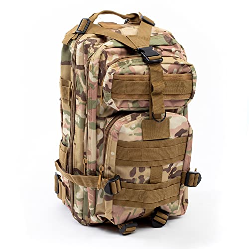 FitnessZone | Mochila Militar de 25 Litros | Mochila de Crossfit con 4 Compartimentos | Bolsa Táctica de Asalto con Sistema Molle | Perfecta para Trekking, Senderismo, Acampadas o Viajes