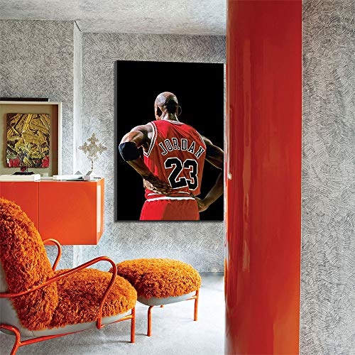 Five-Seller Michael Jordan Vista Posterior Estrella De Baloncesto Impresión Fotográfica Cuadro sobre Lienzo Arte De Pared, Encendido (50_x_70_cm)