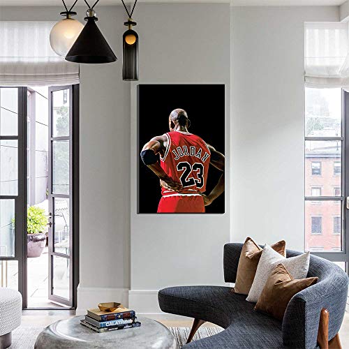 Five-Seller Michael Jordan Vista Posterior Estrella De Baloncesto Impresión Fotográfica Cuadro sobre Lienzo Arte De Pared, Encendido (50_x_70_cm)