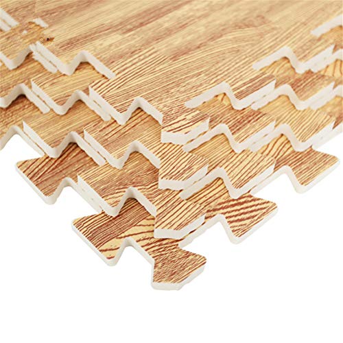 FJROnline Alfombra de suelo de grano de madera, 10 azulejos entrelazados de espuma para gimnasio y decoración del hogar, 30 cm x 30 cm