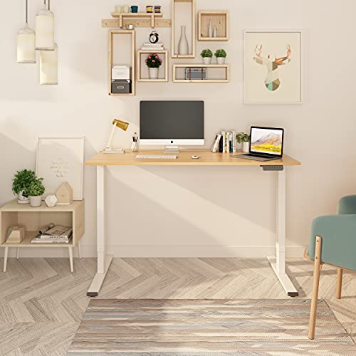 FLEXISPOT EF1 Escritorio de Pie Ajustable en Altura Standing Desk Mesa Ordenador Gaming Elevable de Acero Sólido con Tecla de 4 Opciones Memoria Automática Inteligente con Motor (Blanco)