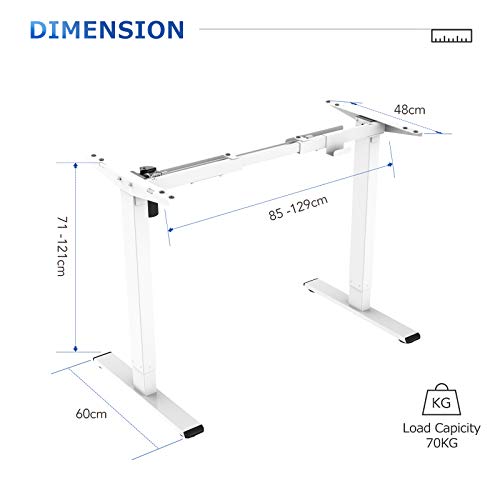 FLEXISPOT EF1 Escritorio de Pie Ajustable en Altura Standing Desk Mesa Ordenador Gaming Elevable de Acero Sólido con Tecla de 4 Opciones Memoria Automática Inteligente con Motor (Blanco)