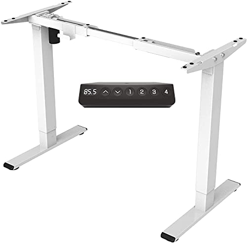 FLEXISPOT EF1 Escritorio de Pie Ajustable en Altura Standing Desk Mesa Ordenador Gaming Elevable de Acero Sólido con Tecla de 4 Opciones Memoria Automática Inteligente con Motor (Blanco)