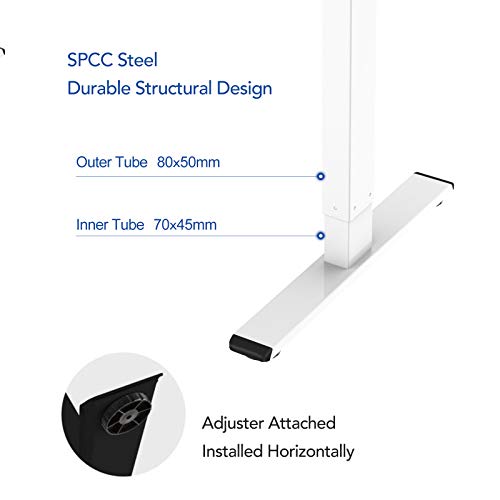 FLEXISPOT EF1 Escritorio de Pie Ajustable en Altura Standing Desk Mesa Ordenador Gaming Elevable de Acero Sólido con Tecla de 4 Opciones Memoria Automática Inteligente con Motor (Blanco)