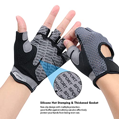 flintronic Guantes de Fitness, 1 Par Guantes de Gimnasio, para Entrenamiento Cruzado, Levantamiento de Pesas, para Hombres y Mujeres, Levantamiento de Pesas / Ajuste Cruzado etc（Gris-M）