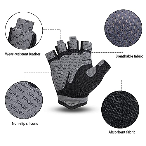 flintronic Guantes de Fitness, 1 Par Guantes de Gimnasio, para Entrenamiento Cruzado, Levantamiento de Pesas, para Hombres y Mujeres, Levantamiento de Pesas / Ajuste Cruzado etc（Gris-M）